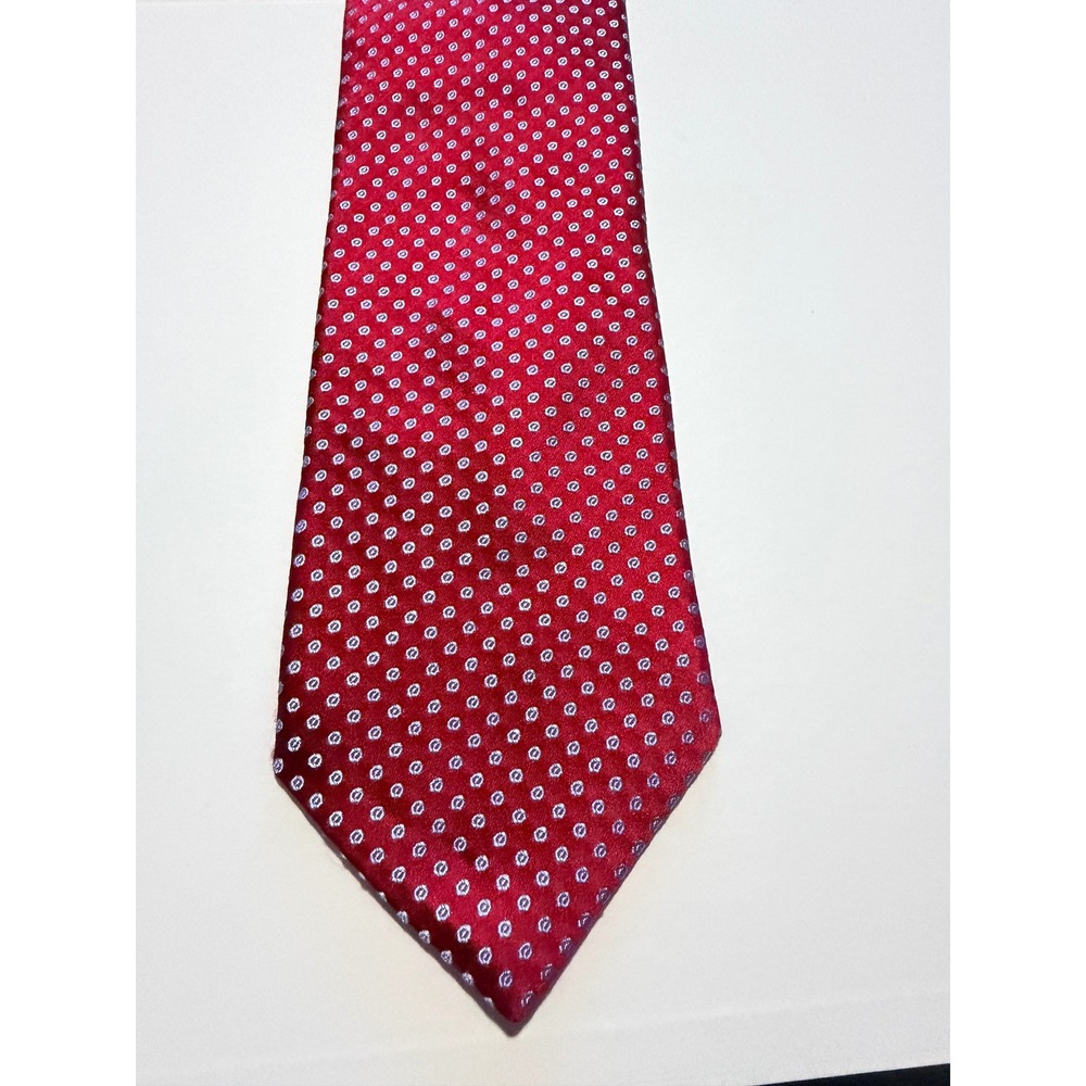Ike Behar Silk Tie Red Blue Geometric Medallion Hand Tailored Professional